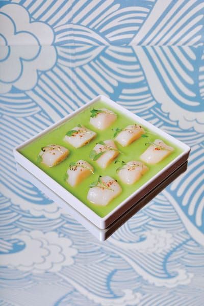 PSL: HOKKAIDO SCALLOPS IN CUCUMBER-YUZU JUICE